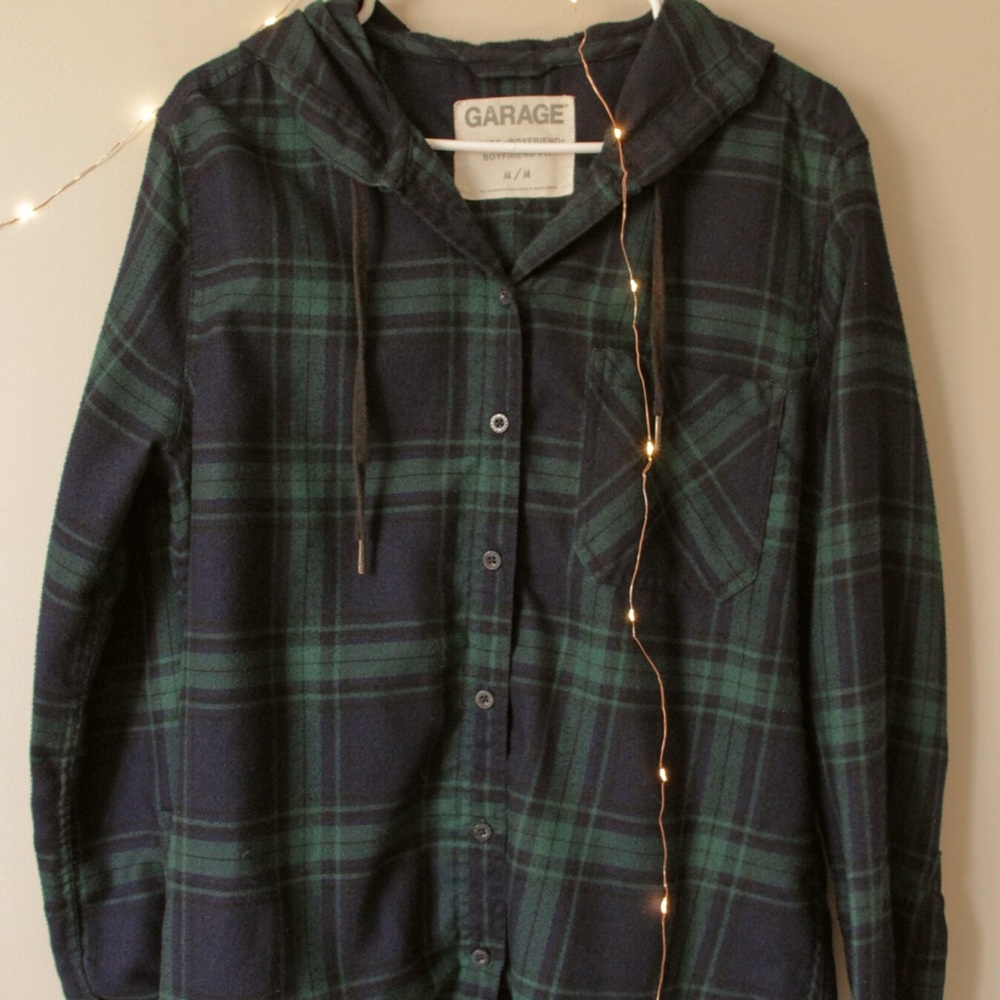 Garage Boyfriend Fit Plaid Sweater